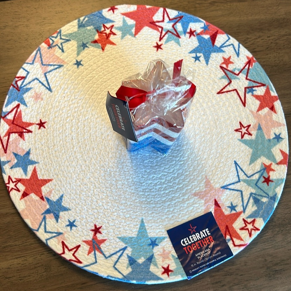 Celebrate Together Americana Placemat & LED Candle Set NWT